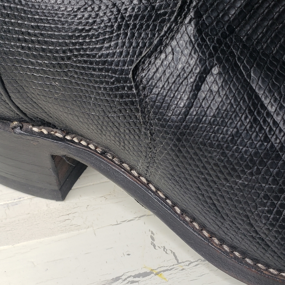 Justin 'Teju Lizard' Cowboy Boots Style J 90250 in Black - Men's 10.5 EE - Picture 3 of 16